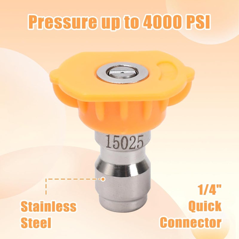 VIPRUSH Pressure Washer Tips, 7 Pack Power Washer Nozzle Tips, 15 Degree Yellow, 1/4 Inch Quick Connect, 4000 PSI - Image 4